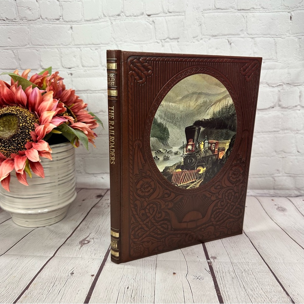 vtg the old west railroaders time life embossed leather hardback 1975 western